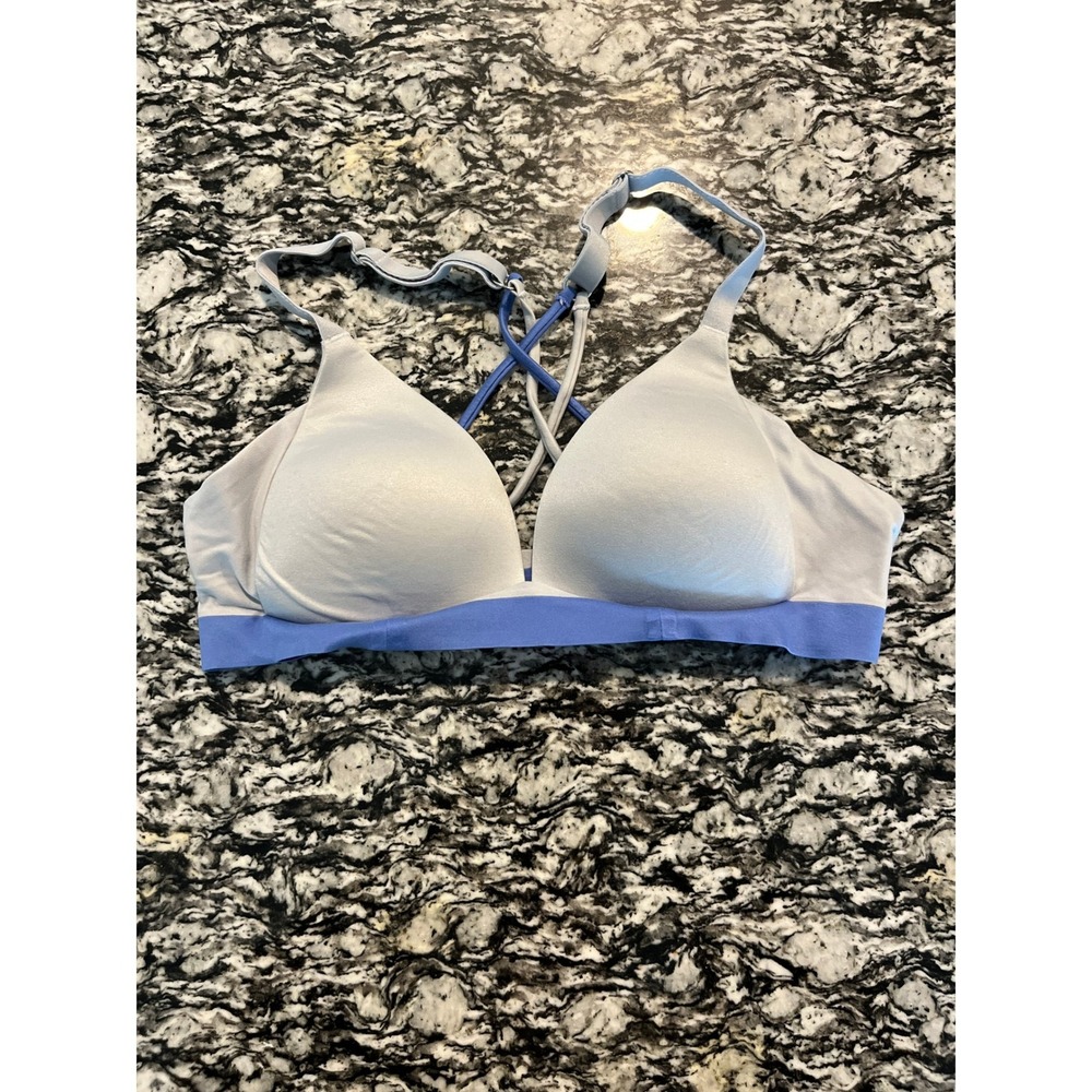 Aerie Sunnie Wireless Bra 34A Gray Blue Real‎ Good Padded Adjustable Straps